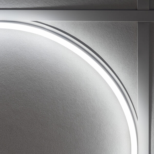 Close-up of curved diffuser on Kanlux AVAR O LED ceiling panel