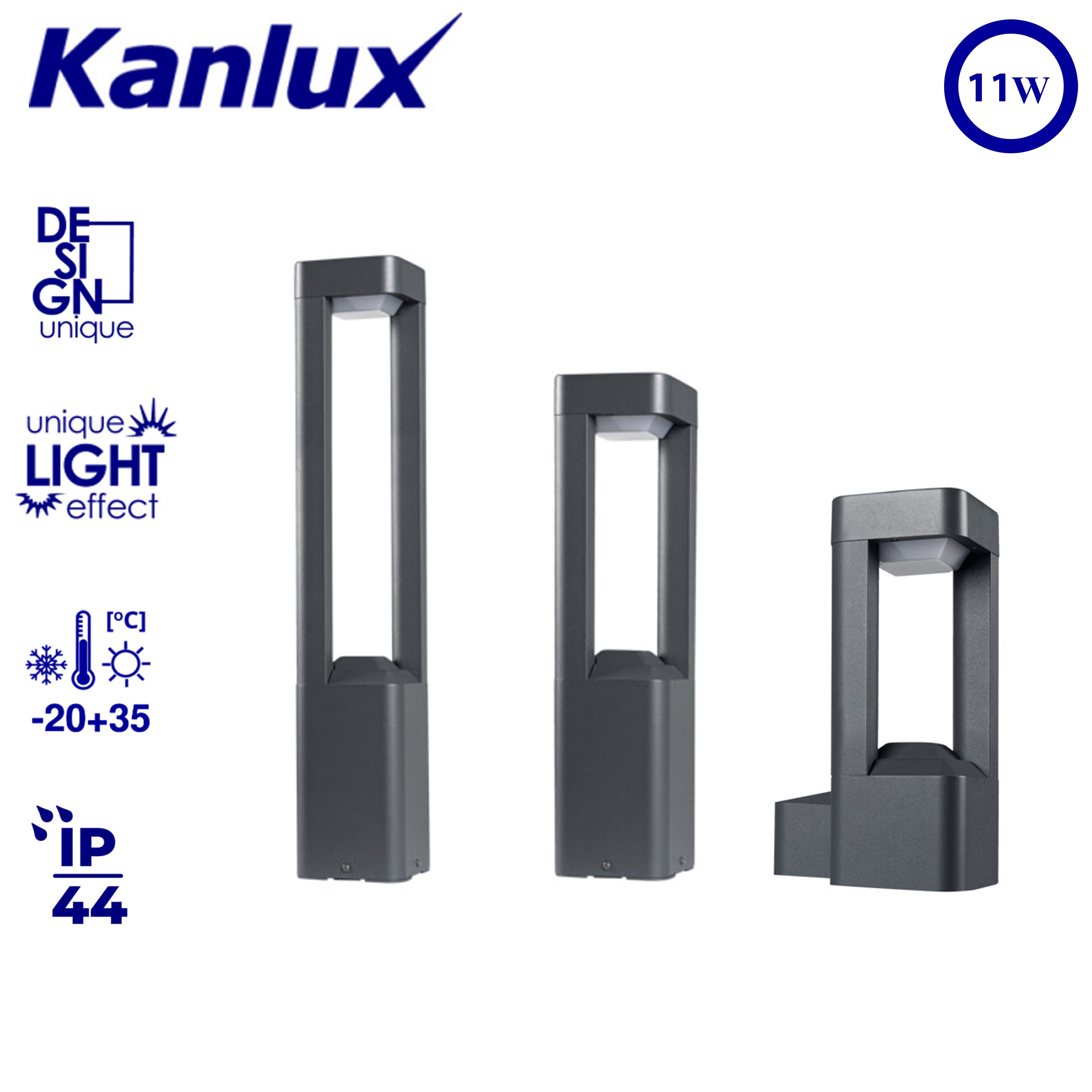 Kanlux PEVO Outdoor Garden Lights | Wall-Mounted & Post Options | Graphite Finish, IP44 Waterproof LED Lighting