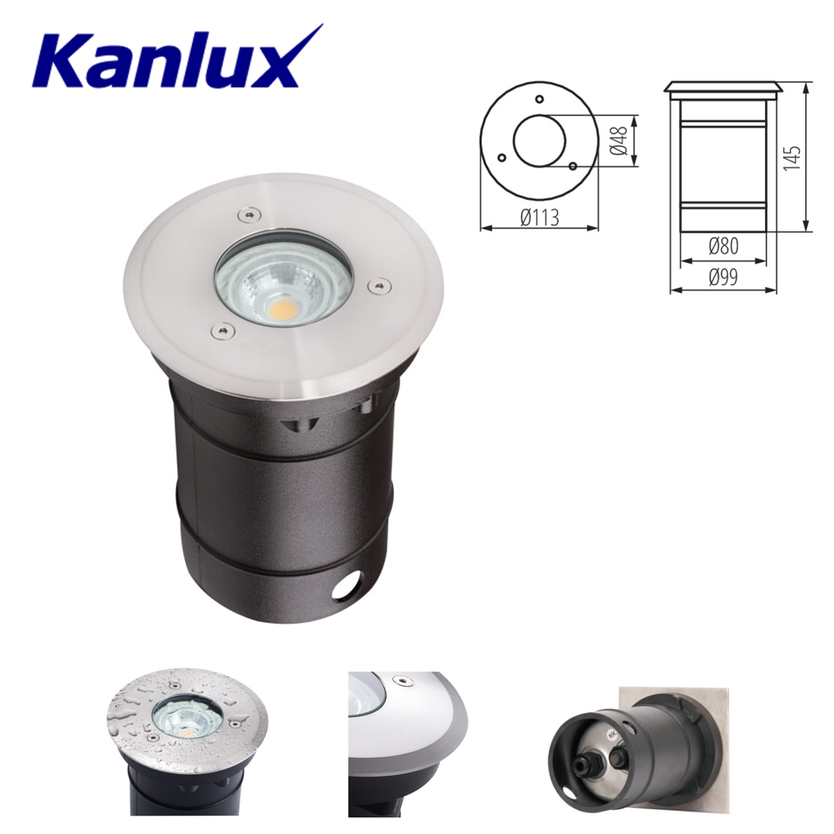 Kanlux BERG Series In-Ground Luminaires | Durable IP67 GU10 Outdoor Stainless Steel Lights