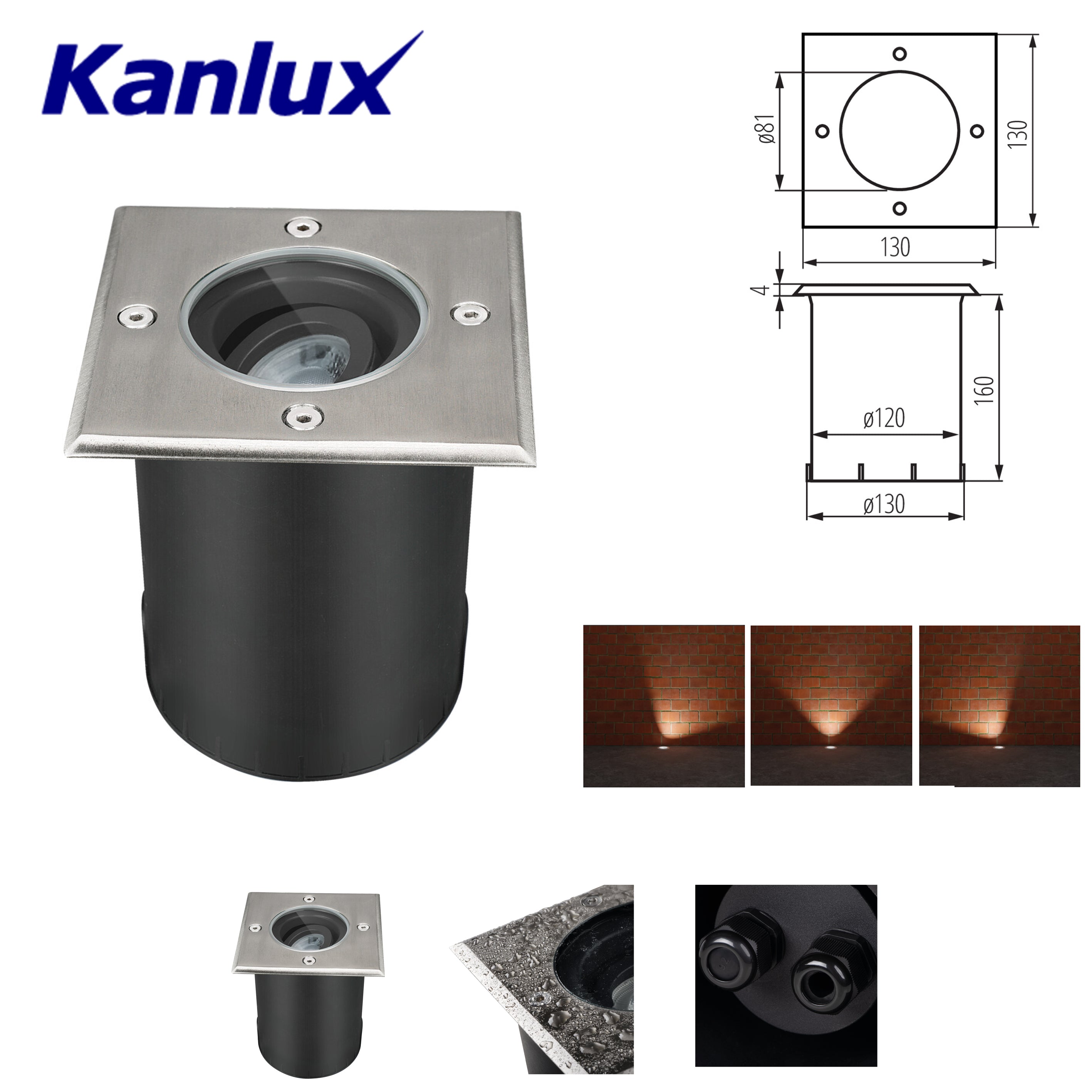 Kanlux BERG Series In-Ground Luminaires | Durable IP67 GU10 Outdoor Stainless Steel Lights