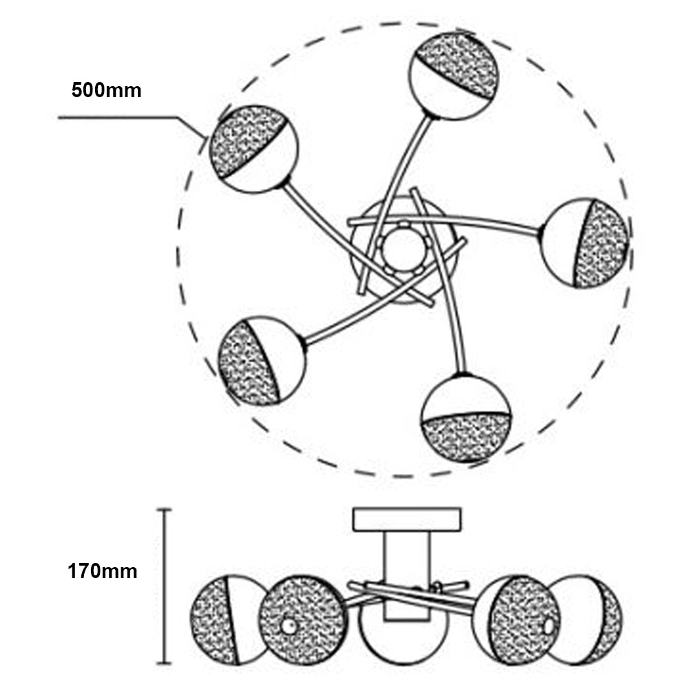 FORUM Rhodes 3LT/5LT Ceiling Semi-Flush Light Chrome IP44