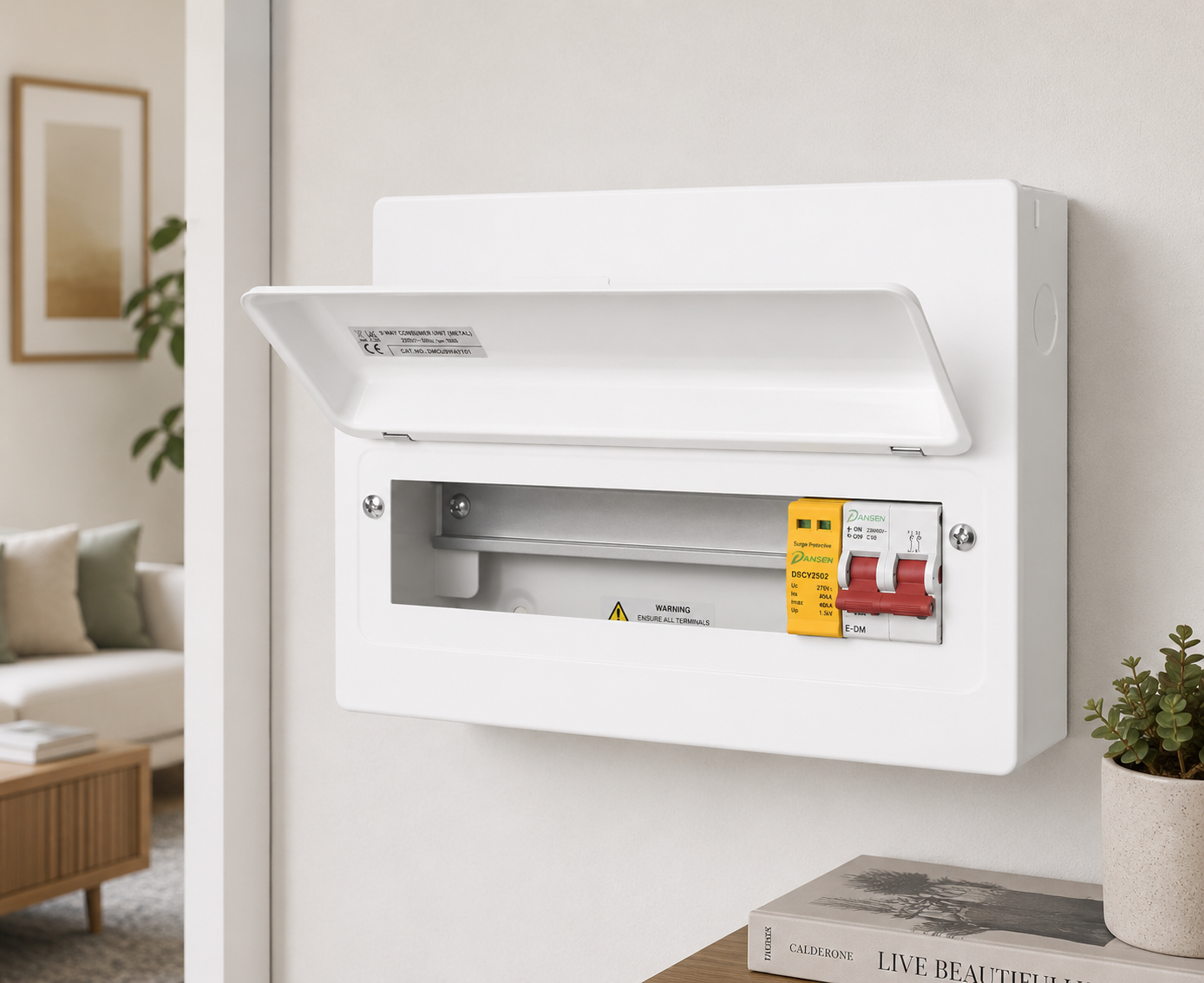 Danson 9 Way RCBO Populated Metal Consumer Unit with T2 SPD & 100A Main Switch Single Phase E MM124/SPD