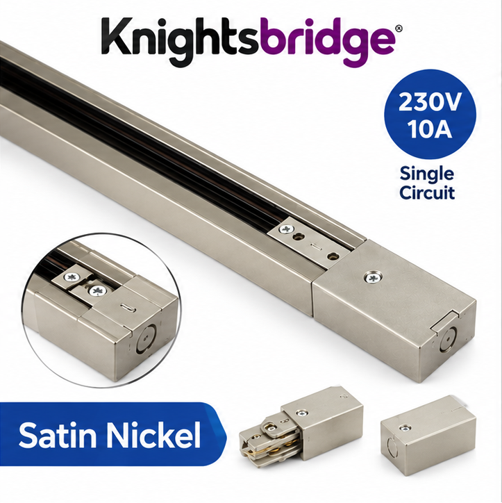 Knightsbridge 230V 10A Single Circuit Track Lighting Rail Black – 1M - 3Meter