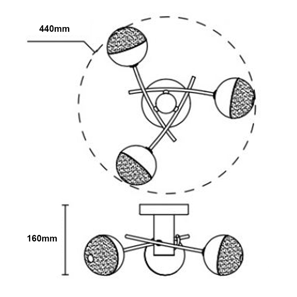 FORUM Rhodes 3LT/5LT Ceiling Semi-Flush Light Chrome IP44