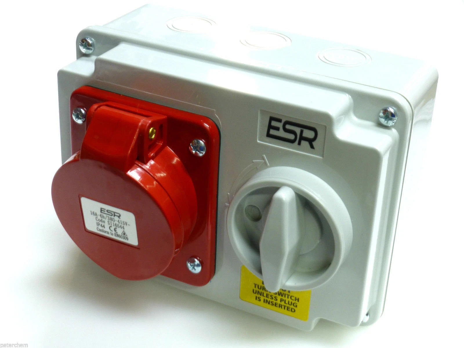 ESR Red 32 Amp 4 Pin Interlock Socket Switch 3P+E Weatherproof IP44 32A
