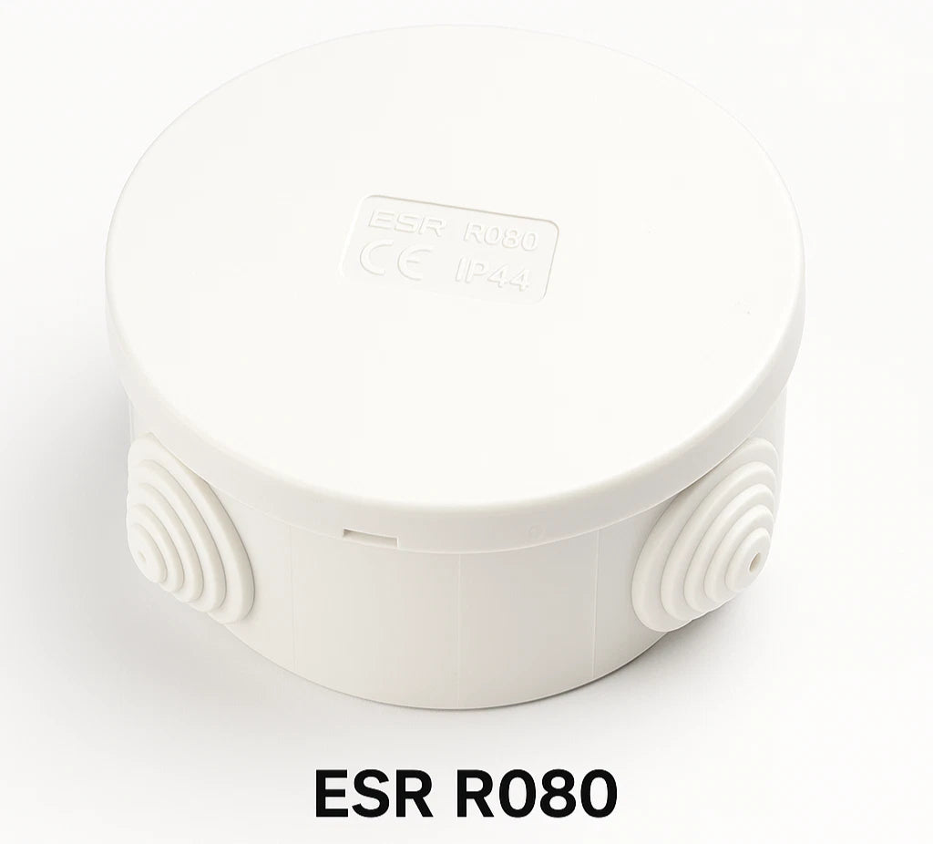 IP44 Round Junction Box 80mm 65mm with Grommets Outdoor Electrical Enclosure