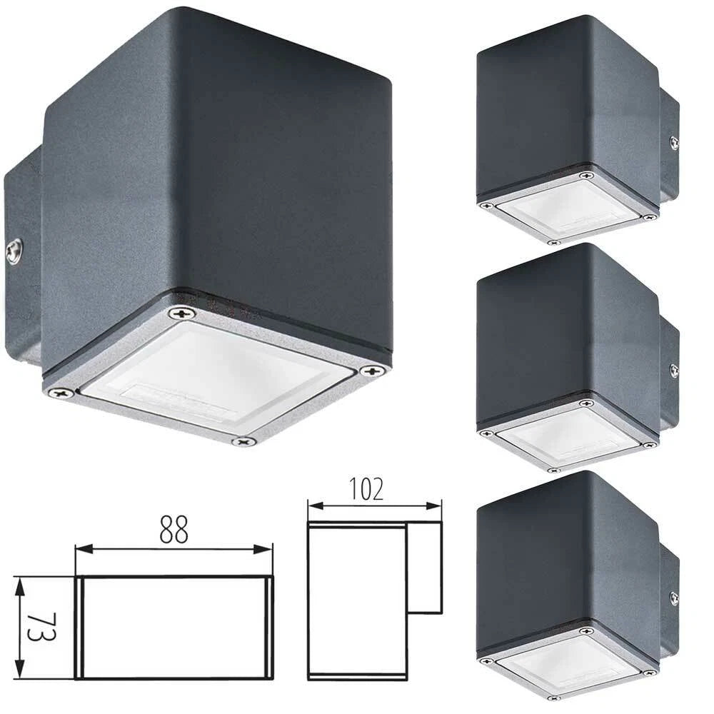 5x Modern GU10 LED Outdoor Exterior Outside Single Wall Down Light Garden IP44