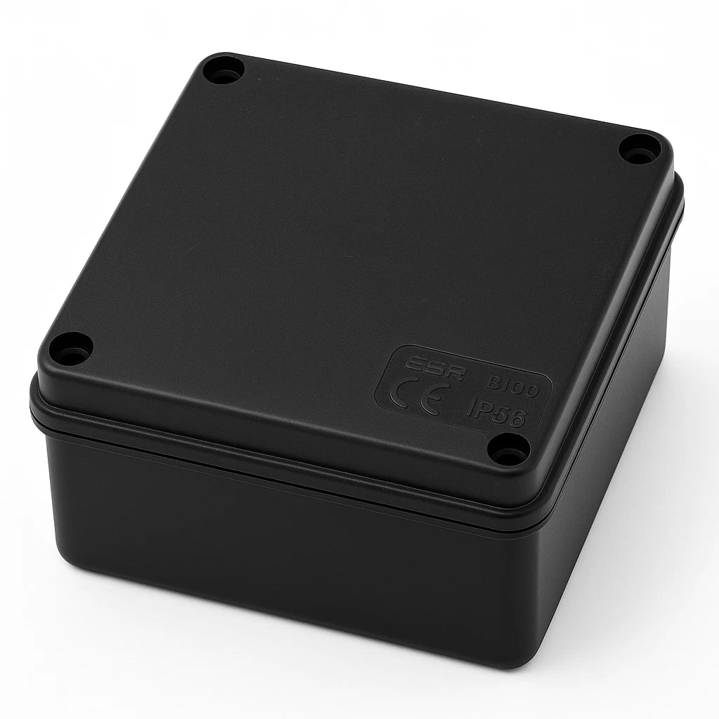 Waterproof Junction Box IP56 100x100x50mm Black Outdoor Electrical Enclosure