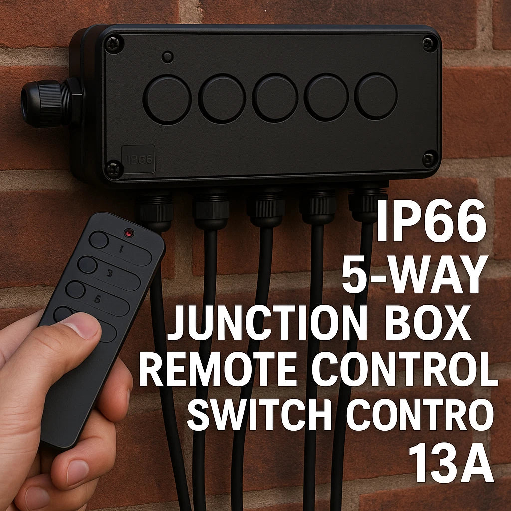 IP66 5-Way Junction Box Remote Control Switch Unit 13A Waterproof Electrical