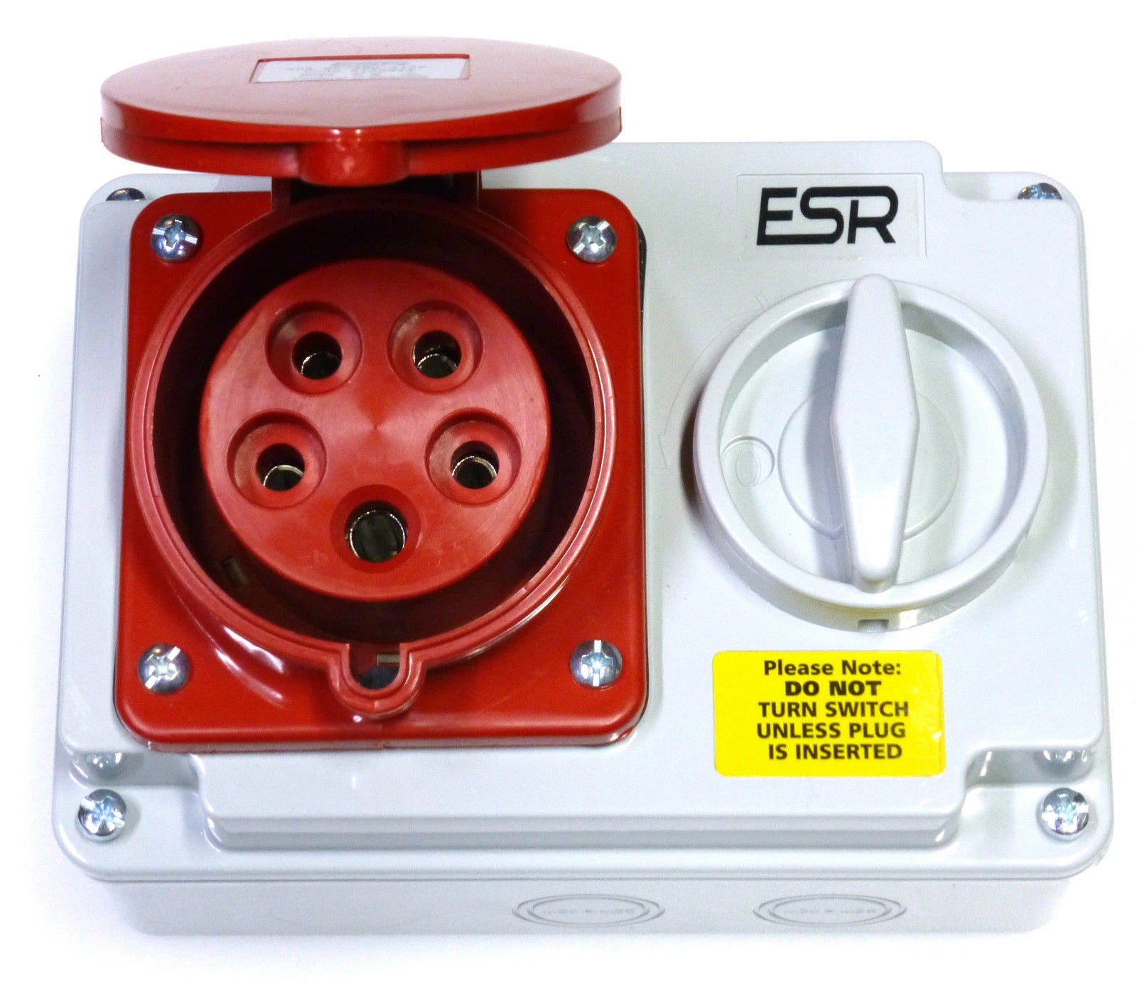 ESR Red 16 Amp 5 Pin Interlock Socket Switch 3P+N+E Weatherproof IP44 16A