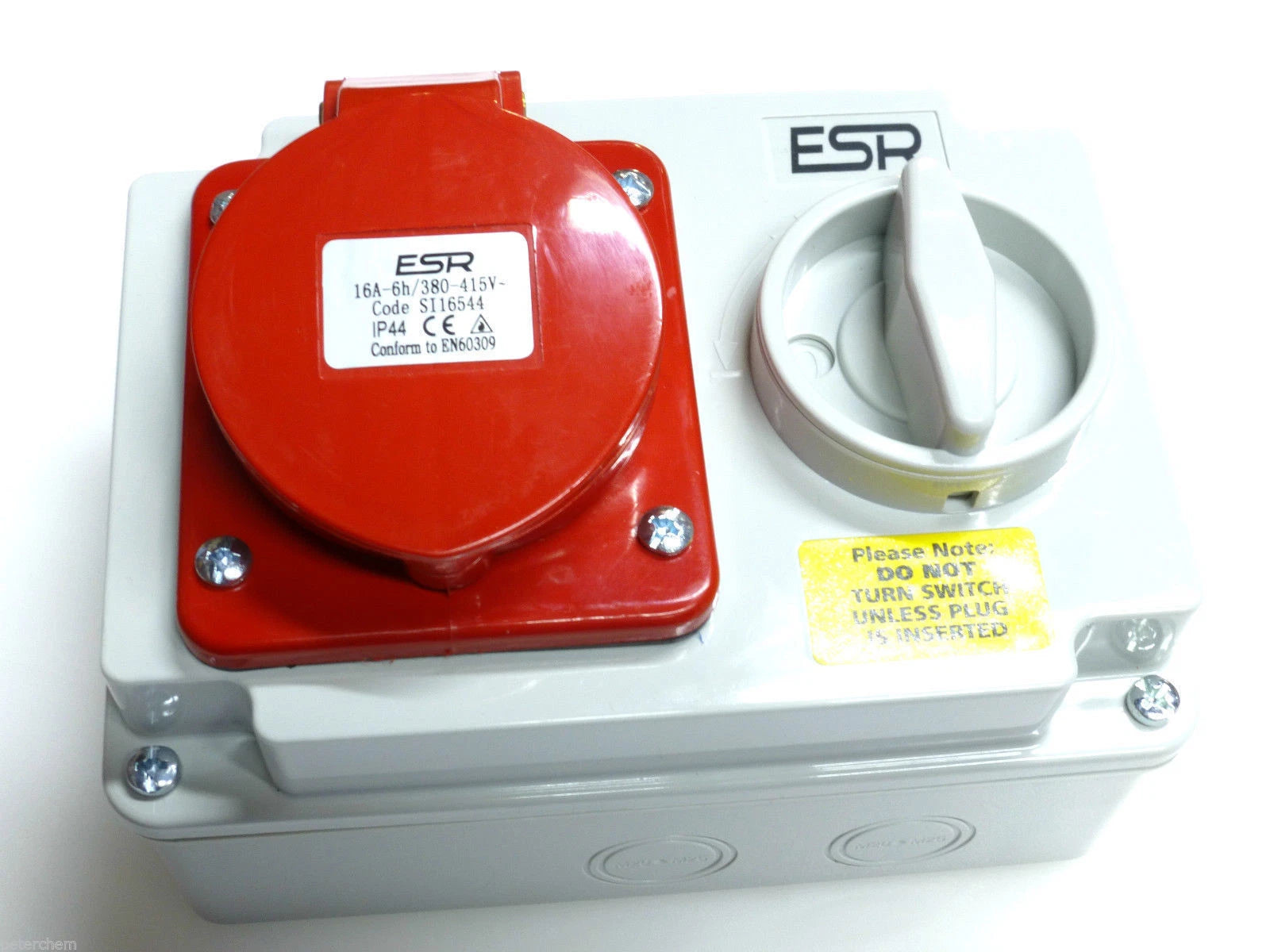 ESR Red 32 Amp 4 Pin Interlock Socket Switch 3P+E Weatherproof IP44 32A