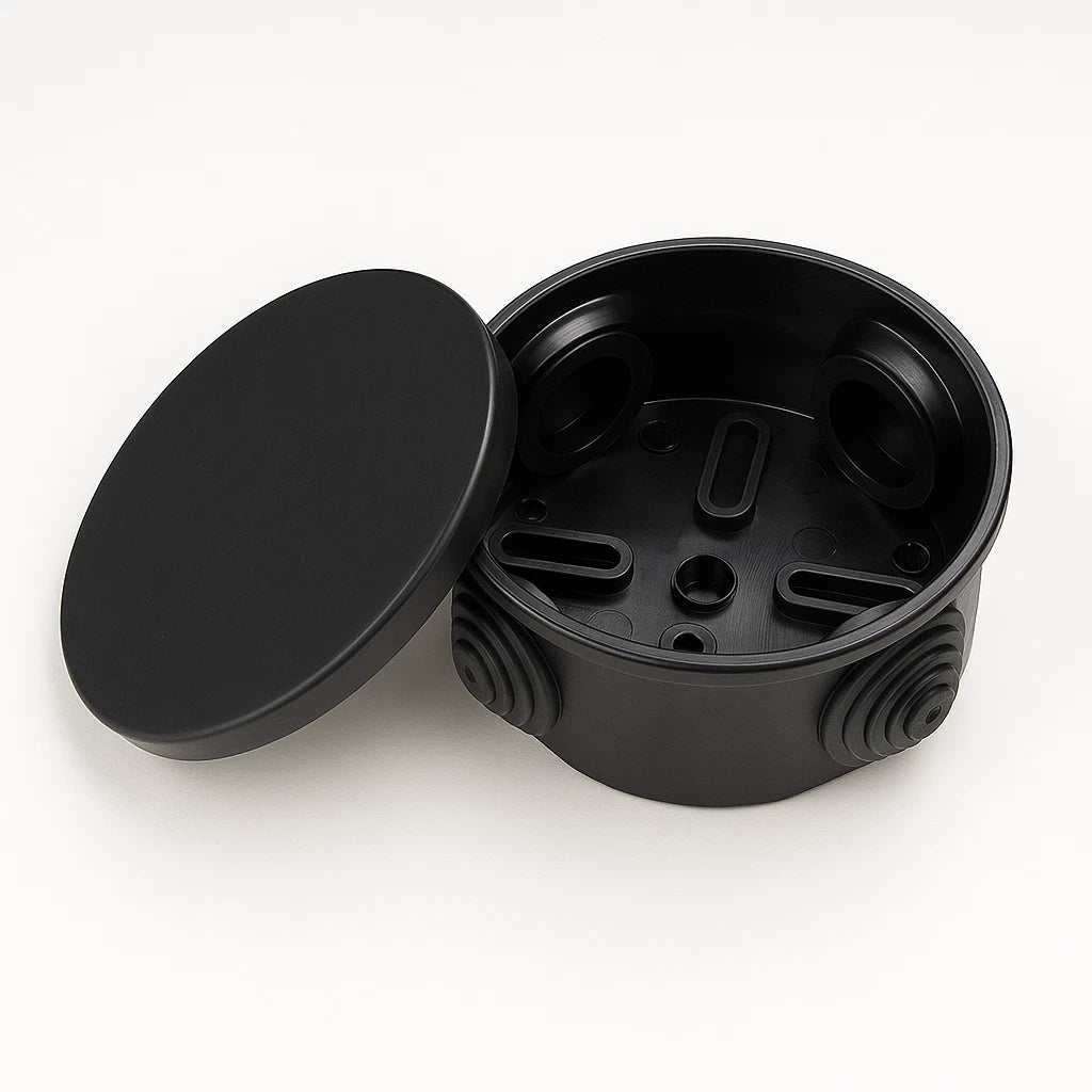 IP44 Round Junction Box 80mm 65mm with Grommets Outdoor Electrical Enclosure