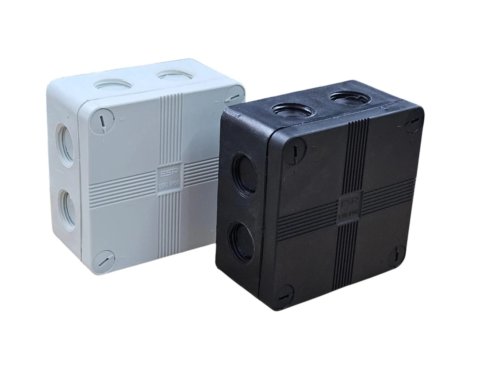 ESR IP66 Waterproof Junction Box Black or Grey 90x90x56mm + 3 Wago Connectors
