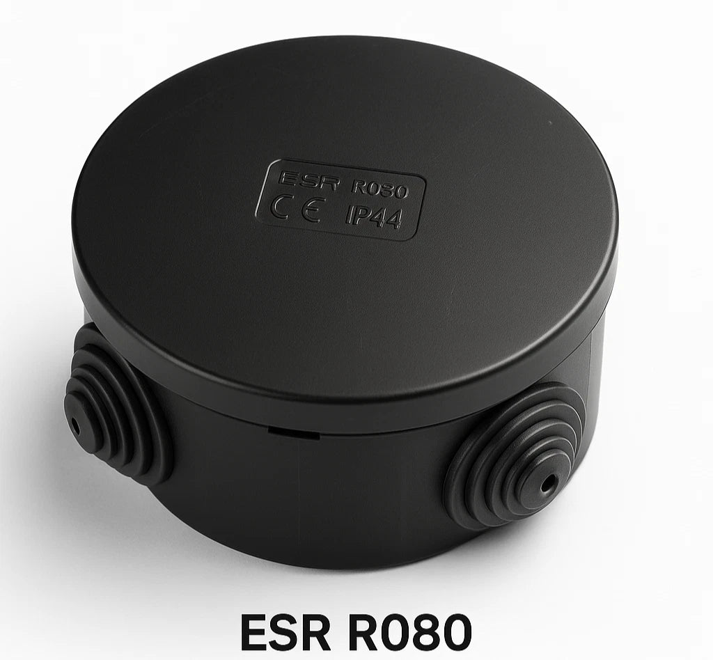 IP44 Round Junction Box 80mm 65mm with Grommets Outdoor Electrical Enclosure