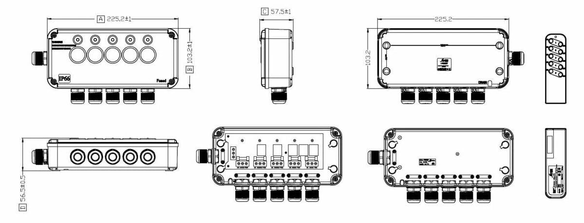 IP66 5-Way Junction Box Remote Control Switch Unit 13A Waterproof Electrical