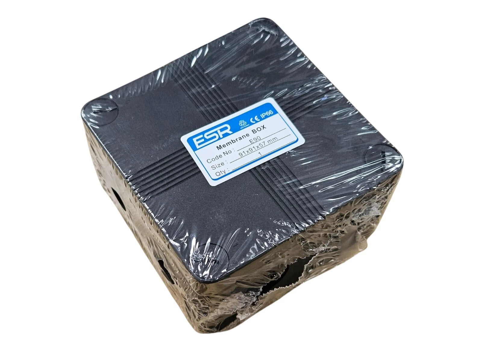 ESR IP66 Waterproof Junction Box Black or Grey 90x90x56mm + 3 Wago Connectors