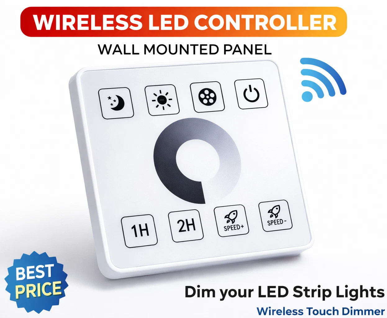Wireless Touch Wall Dimmer Switch DC5-24V 30A PWM Controller Single Colour LED