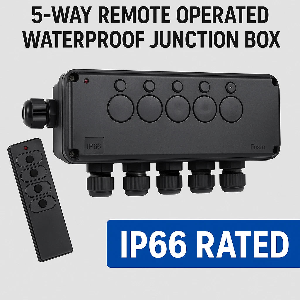 IP66 5-Way Junction Box Remote Control Switch Unit 13A Waterproof Electrical