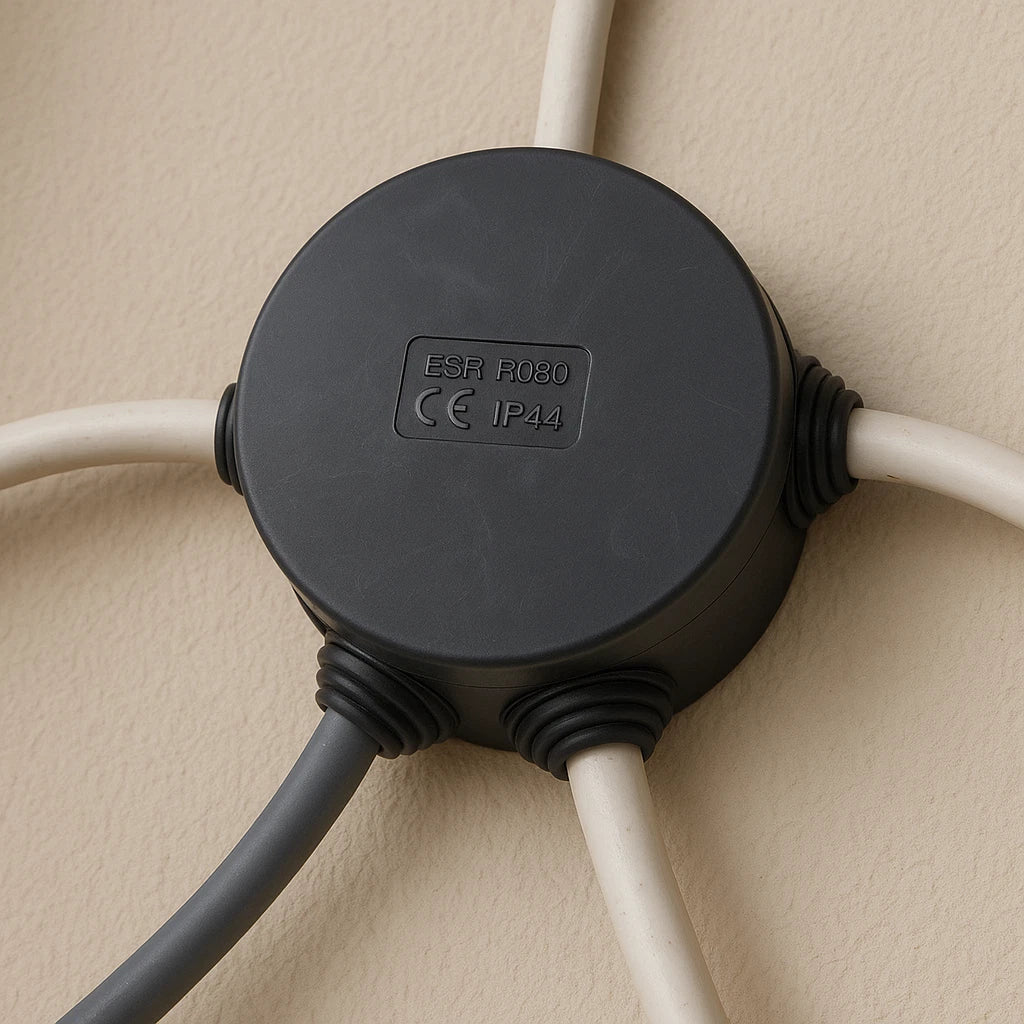 IP44 Round Junction Box 80mm 65mm with Grommets Outdoor Electrical Enclosure