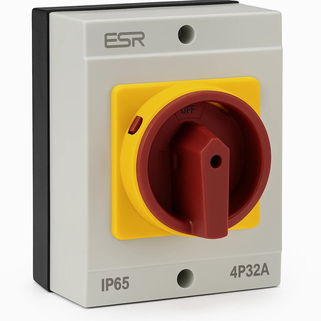 ESR Electrical Switch IP65 Rotary Isolator Disconnector 3 Pole 40A Enclosure Box