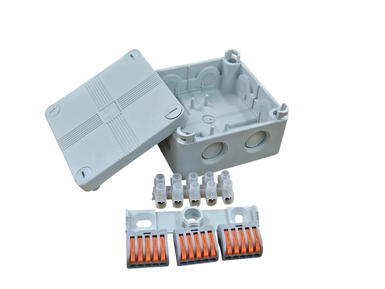 ESR IP66 Waterproof Junction Box Black or Grey 90x90x56mm + 3 Wago Connectors