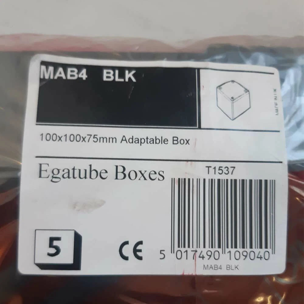 MK MAB4 Black Egatube Adaptable Junction Box Enclosure Black 100 x 100 x 75 mm
