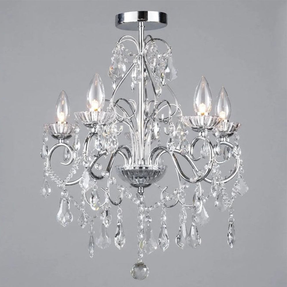 FORUM VELA 5LT Chandelier Ceiling Mounted Chrome Clear Cut Glass G9 Base-IP44