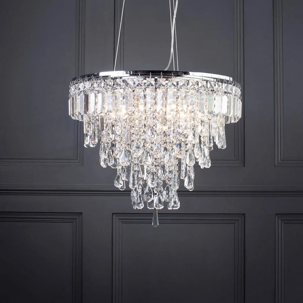 FORUM Bresna 6 light Pendant Ceiling Mounted Chandelier Chrome G9-IP44