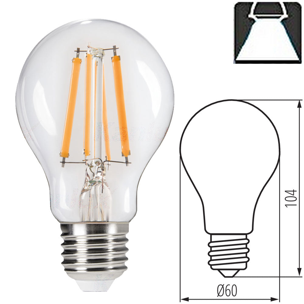 Kanlux XLED A60 E27 7W Dimmable Filament LED Transparent Light Bulb