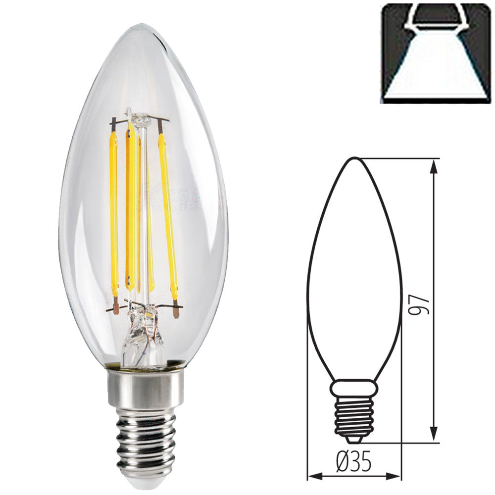Kanlux XLED C35 E14 4.5W Candle Light Filament LED Bulb