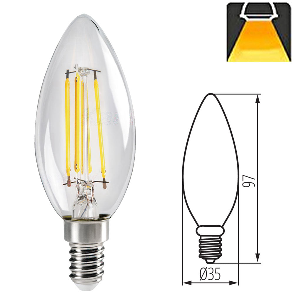 Kanlux XLED C35 E14 4.5W Candle Light Filament LED Bulb