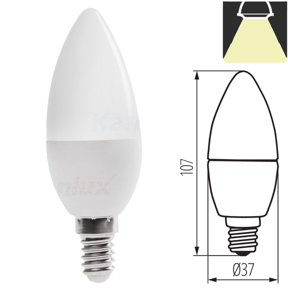 Kanlux DUN 6.5W E14 SES LED Candle Light Bulb Chandelier Wall Lantern Lamp