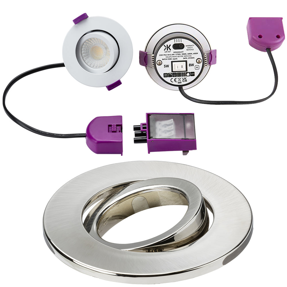 Knightsbridge SpektroLED 230V LED CCT Adjustable Tilt Angle Spotlight Downlight