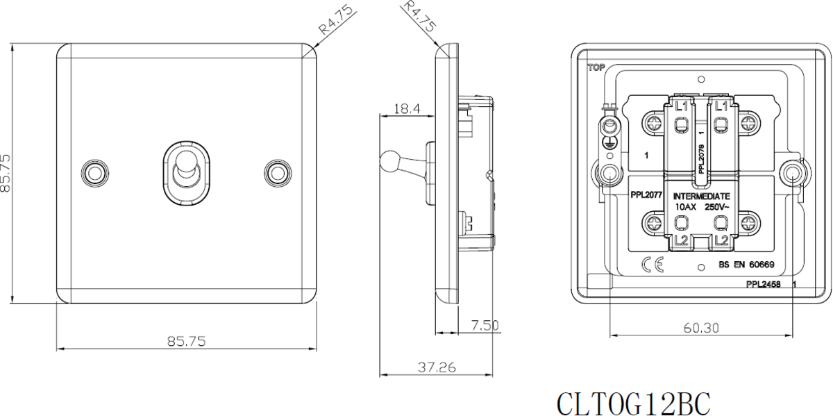Knightsbridge 10AX Toggle Wall Light Switch Rounded Edge