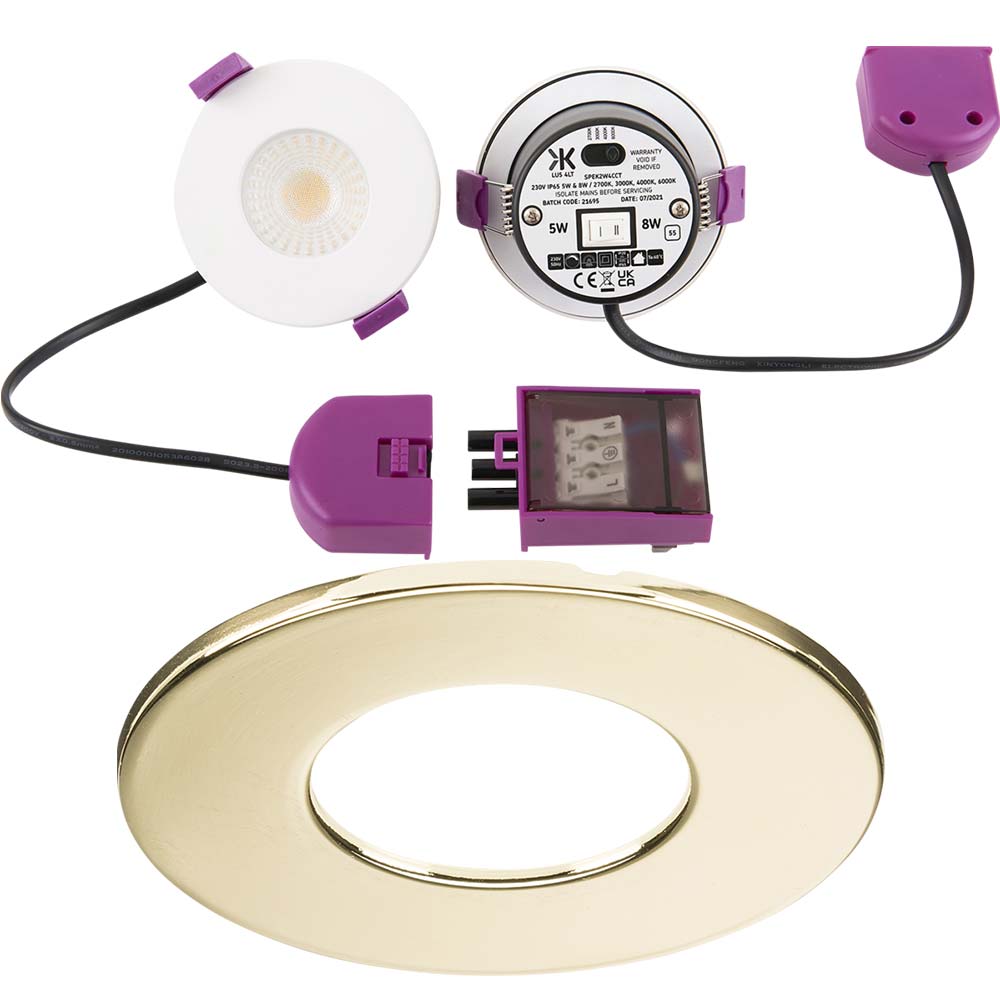 Knightsbridge SpektroLED 230V 5W, 8W LED CCT IP65 Shower Bathroom Spotlight Downlight