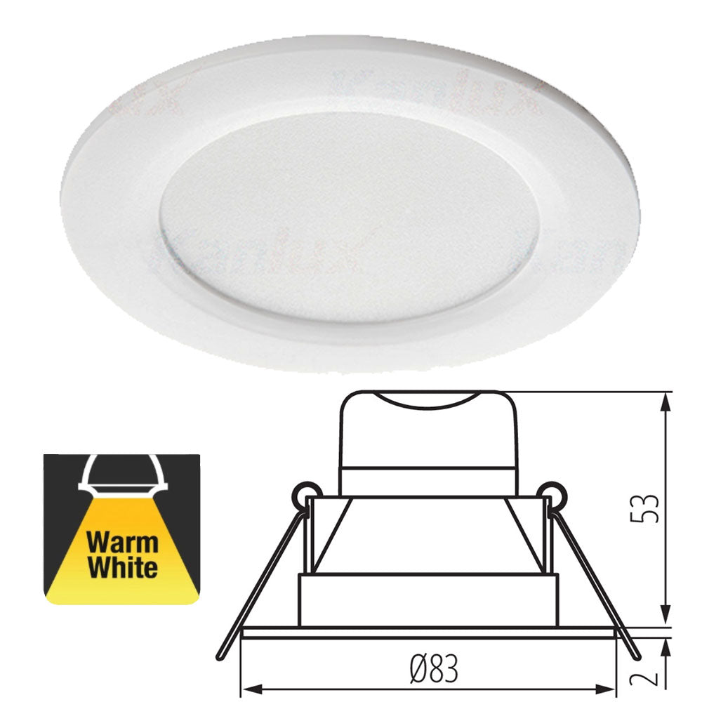 Kanlux IVIAN 4W LED Ceiling Recessed Downlight IP44 Bathroom Round Light 240V Modern ceiling downlight