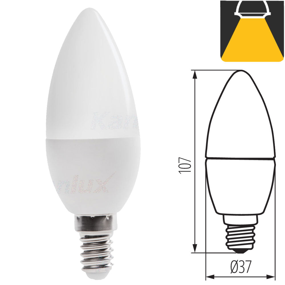 Kanlux DUN 6.5W E14 SES LED Candle Light Bulb Chandelier Wall Lantern Lamp