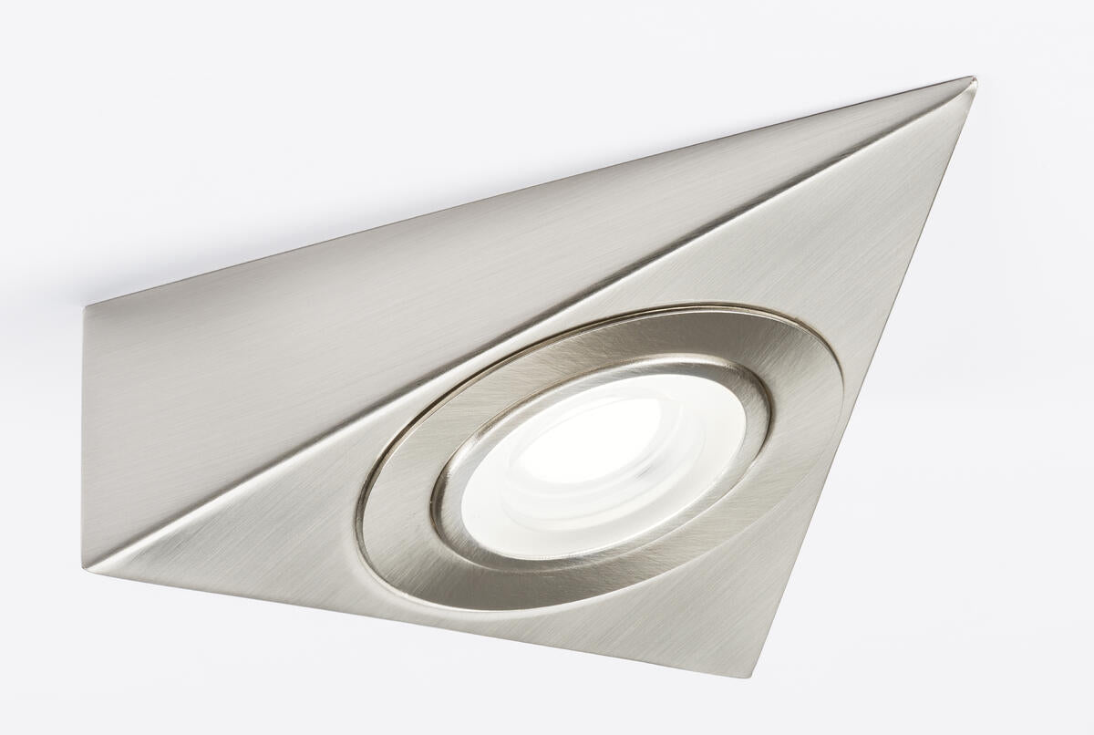 Knightsbridge 230V LED Triangular Under Cabinet Light - Brushed Chrome