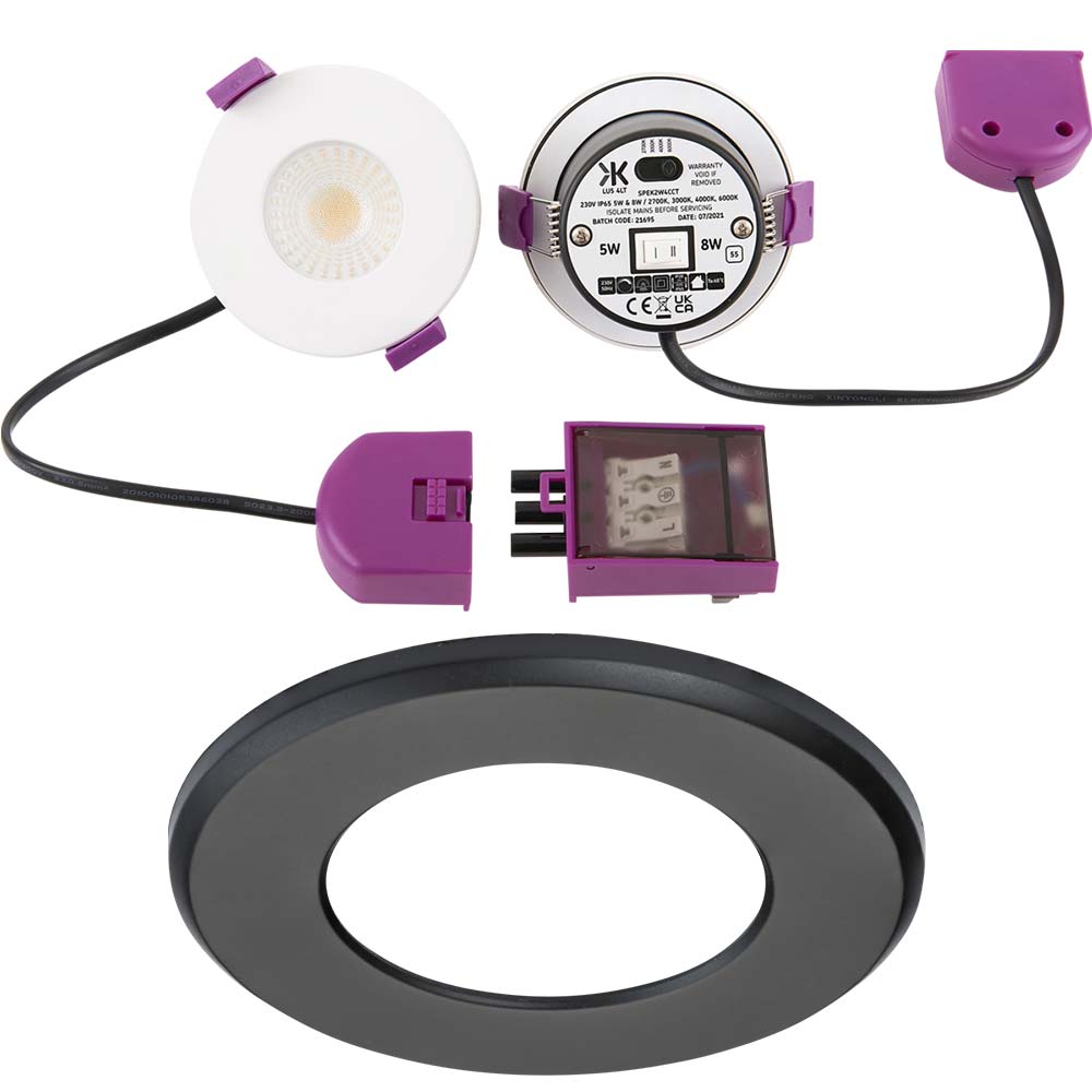 Knightsbridge SpektroLED 230V 5W, 8W LED CCT IP65 Shower Bathroom Spotlight Downlight