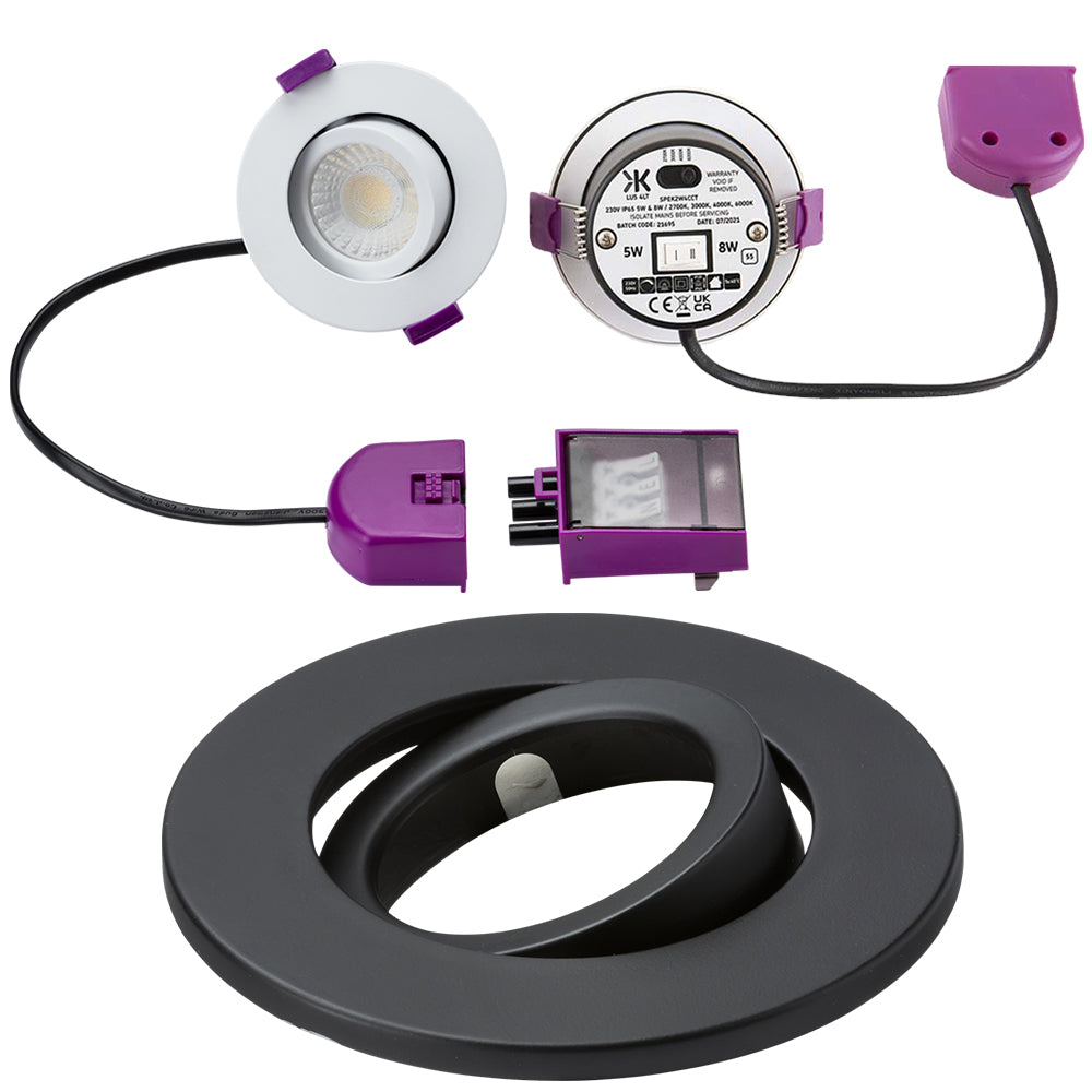 Knightsbridge SpektroLED 230V LED CCT Adjustable Tilt Angle Spotlight Downlight