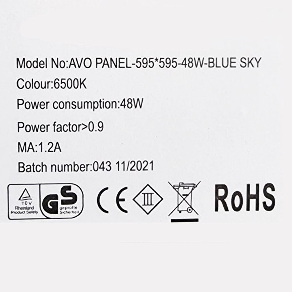 48W Sky Cloud Pattern LED Flat Slim Panel Light Ceiling Lamp Driver 600x600 mm