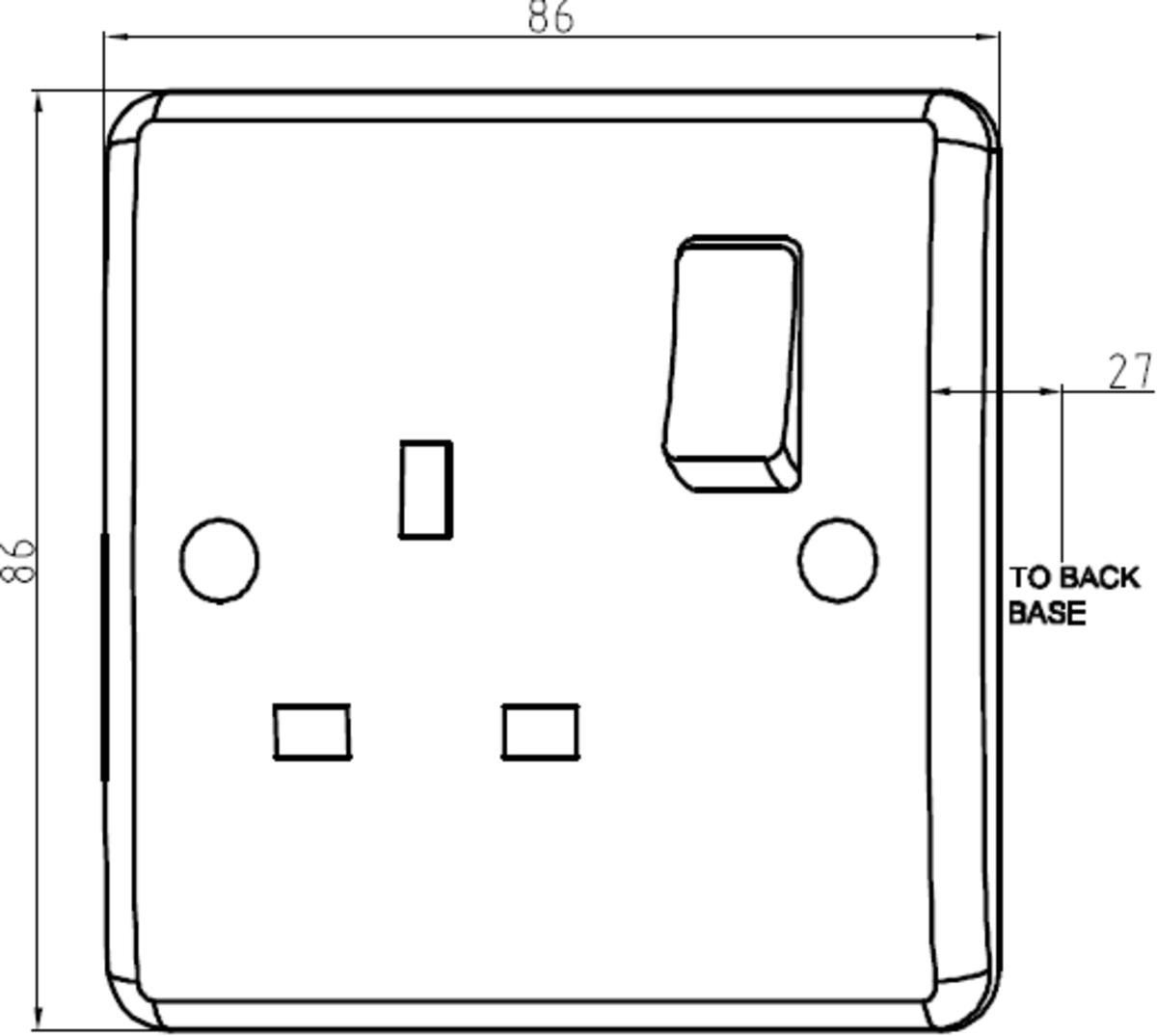 Knightsbridge Curved Edge 13A 1G Wall Socket