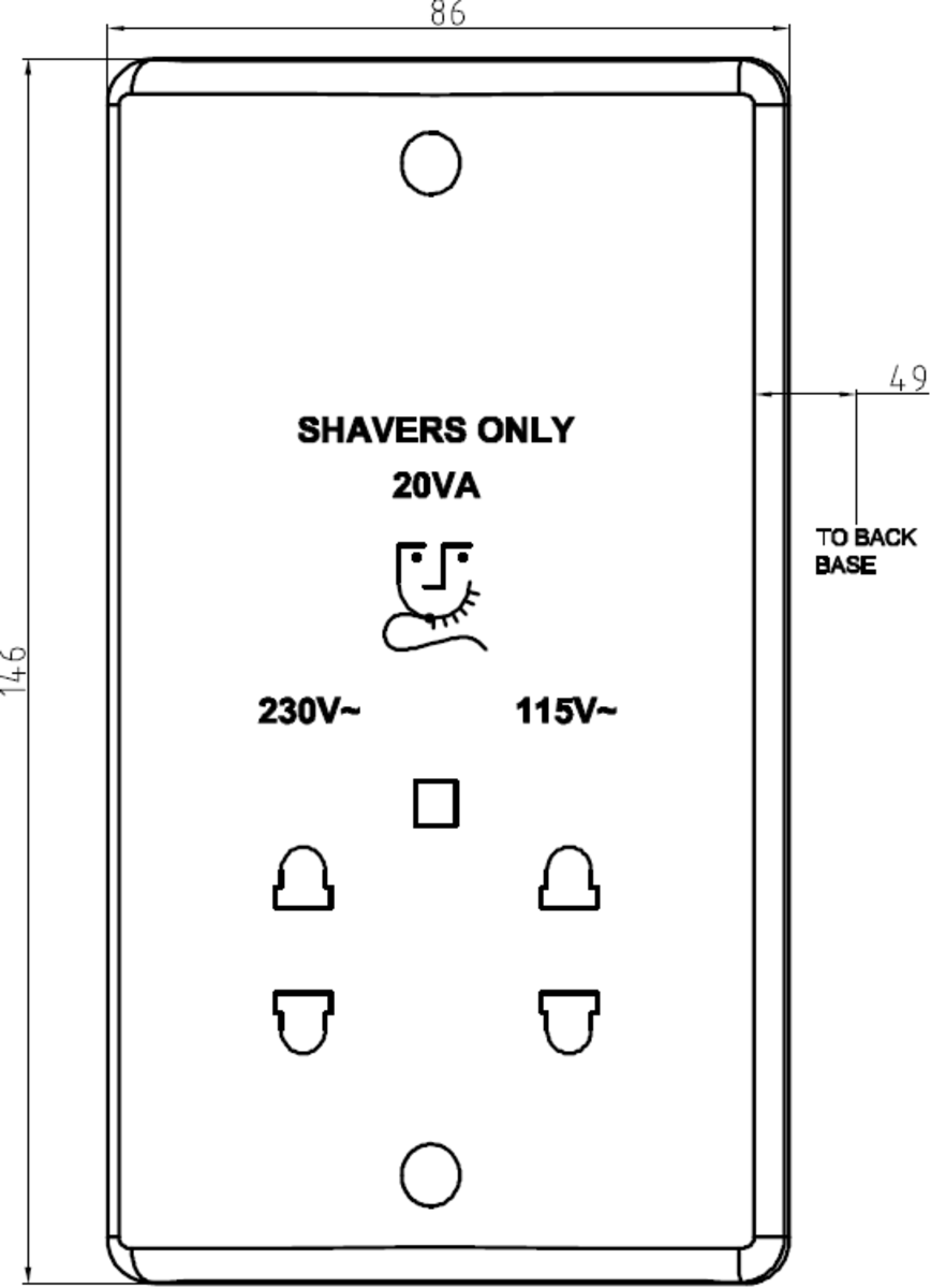 Knightsbridge Curved Edge Dual Voltage Shaver Socket with Neon