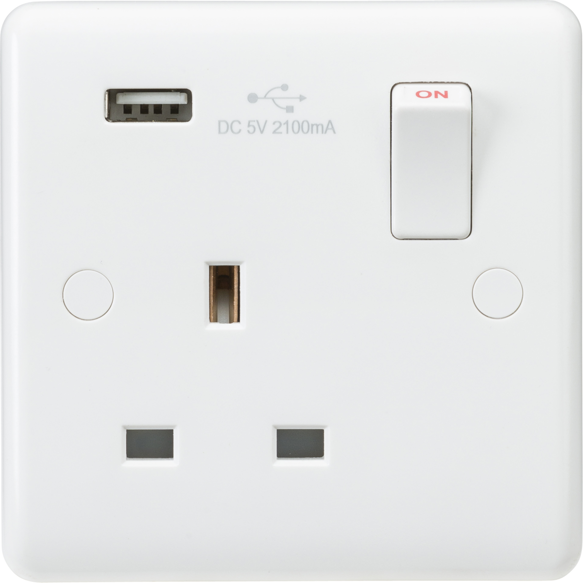 Knightsbridge Curved Edge 13A 1G Wall Socket