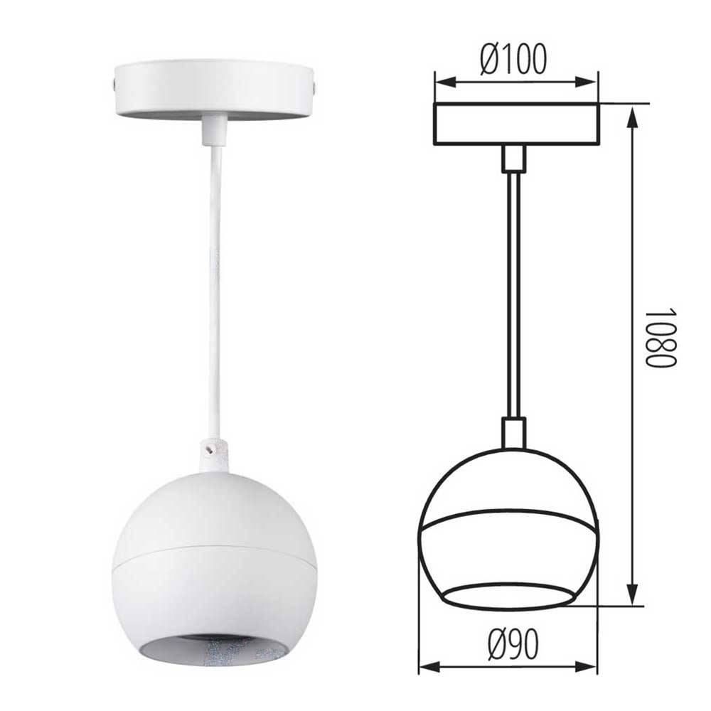 Kanlux Galoba Ceiling Rose Pendant GU10 Light Shade Kitchen Bar Dome 1M Drop
