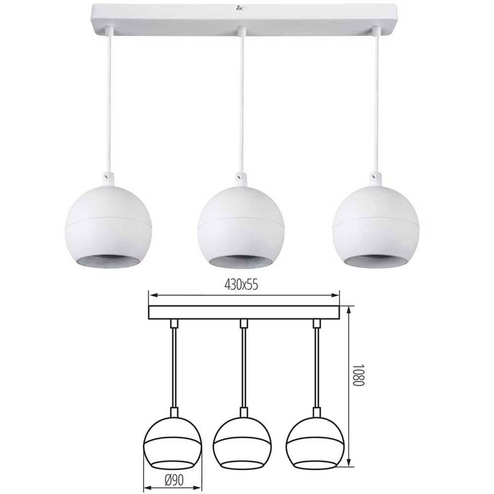 Kanlux Galoba Ceiling Rose Pendant GU10 Light Shade Kitchen Bar Dome 1M Drop