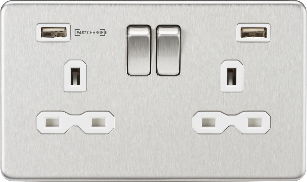 Knightsbridge 13A 2G DP Switched Socket with Dual USB Charger Type-A FAST CHARGE Port