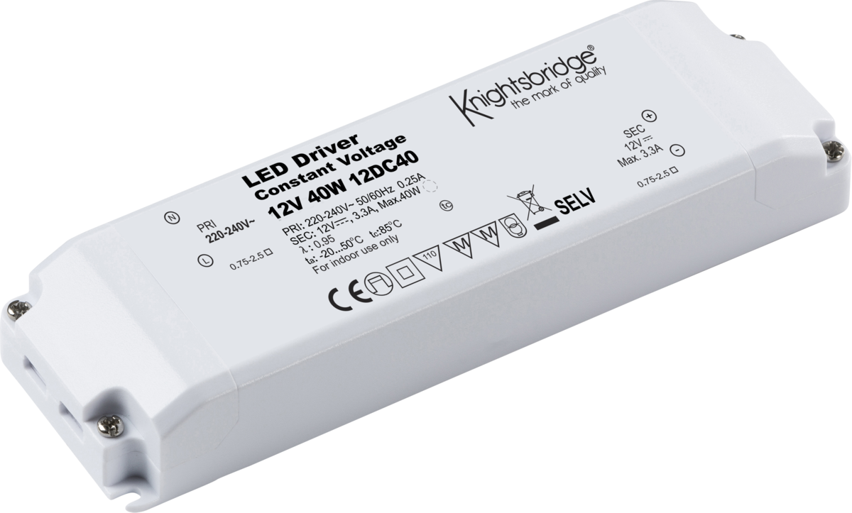 Knightsbridge IP20 12V DC 40W LED Driver Constant Voltage