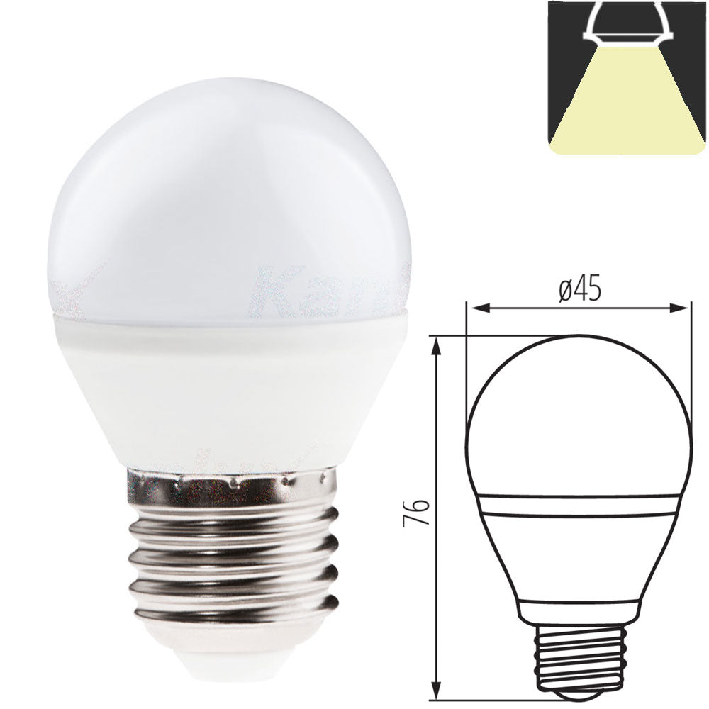 Kanlux BILO 6W Neutral Warm White LED Golf Ball E27 ES Edison Screw Light Bulb Lamp