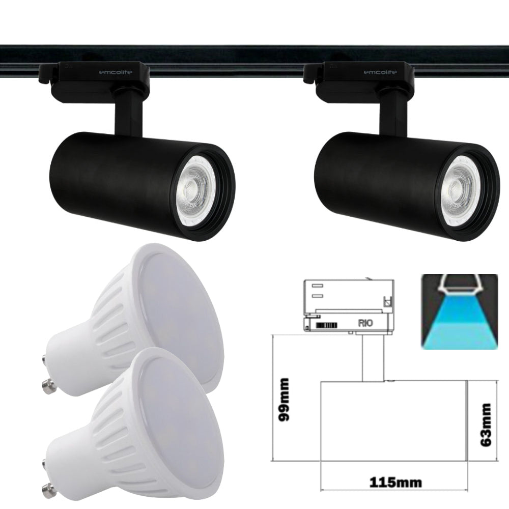 1M - 5M Meter GU10 5W LED Adjustable Tilt Single Circuit Mains 240V Track Light